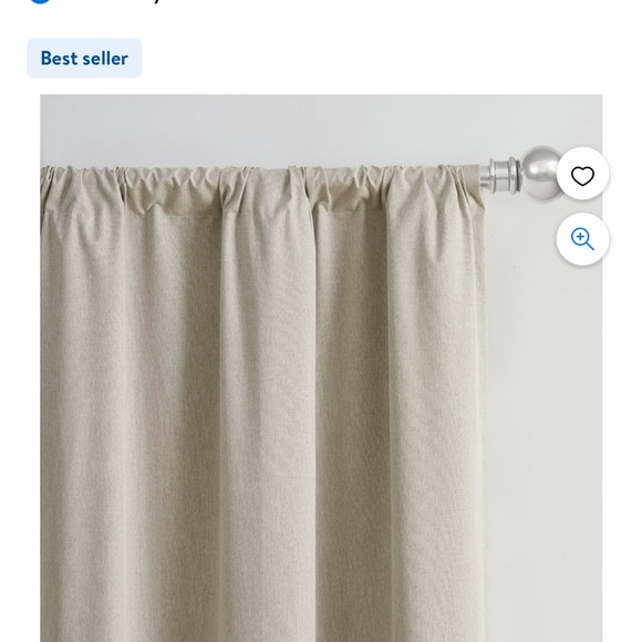 Mainstays Solid Linen Look Blackout Rod Pocket Curtain Panel Pair - Picture 7 of 7
